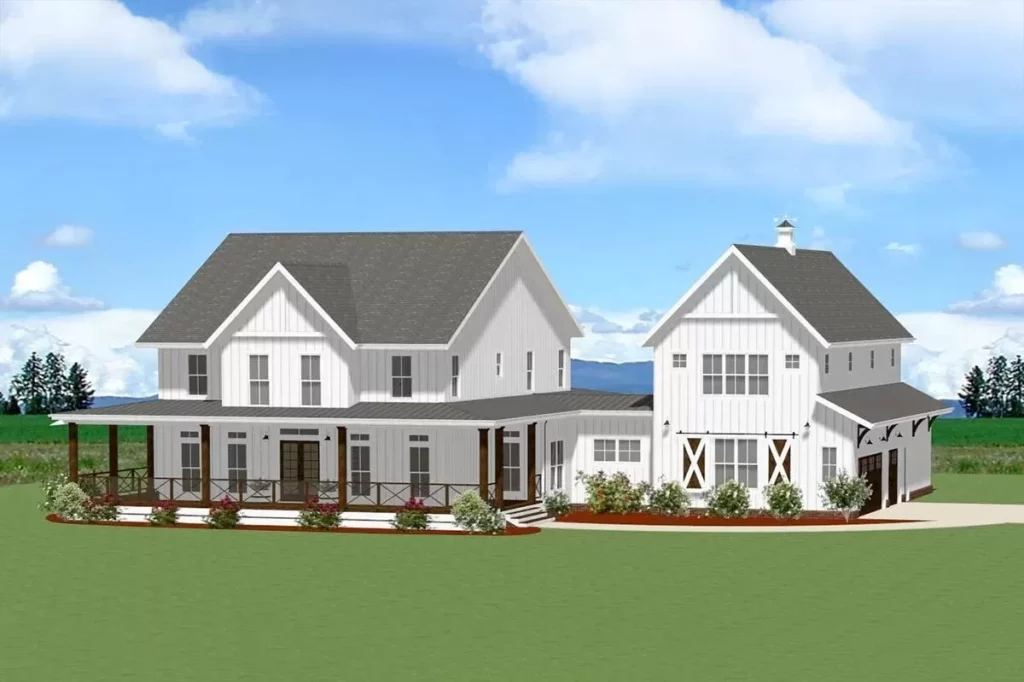 4-Bedroom 2-Story Country Farmhouse -- Front Exterior Rendering